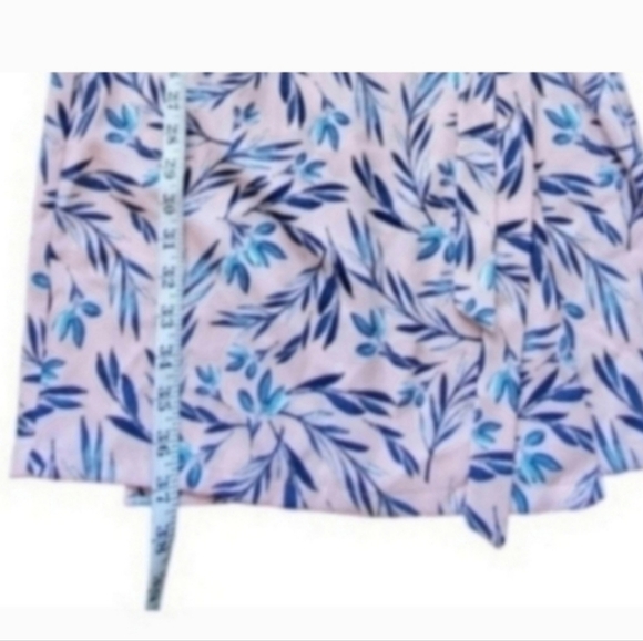 Bobeau Pink Floral Short Sleeve Blue Leaf Wrap Dress Extra Large - Picture 5 of 7